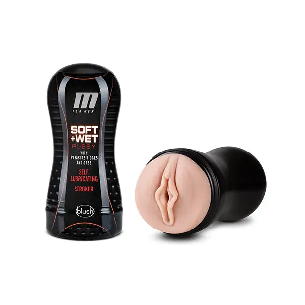Blush M for Men Soft and Wet Pussy with Pleasure Ridges & Orbs Self Lubricating Stroker - Vanilla - Dolls & Masturbators