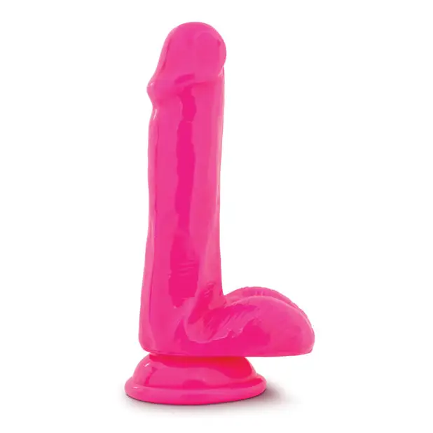 Blush Neo 6’’ Dual Density Cock w/Balls - Neon Pink - Dongs & Dildos