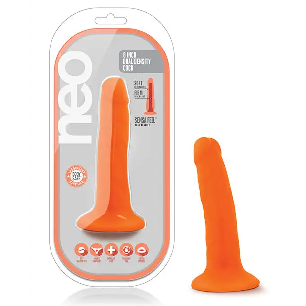 Blush Neo Dual Density 6’’ Cock - Neon Orange - Dongs & Dildos