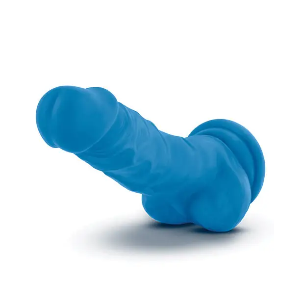 Blush Neo Dual Density 7.5’’ Cock w/Balls - Neon Blue - Dongs & Dildos