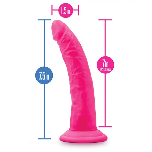 Blush Neo Elite 7.5’’ Silicone Dual Density Cock w/Balls - Neon Pink - Dongs & Dildos