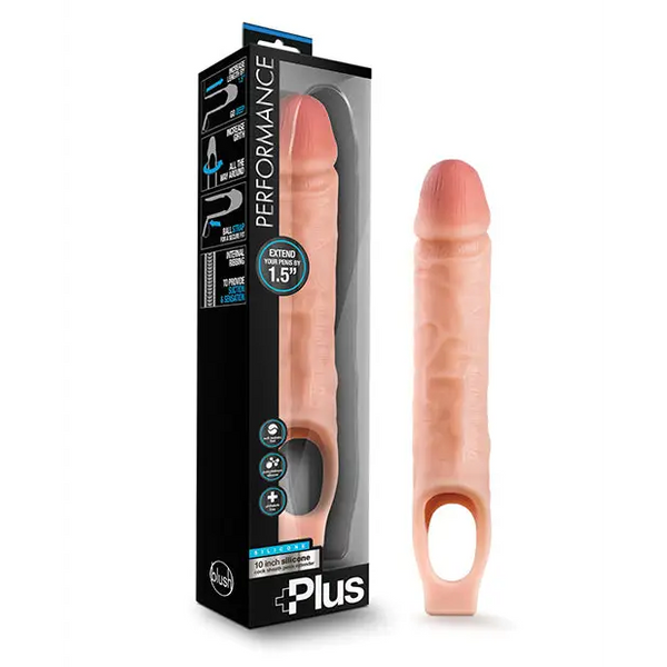 Blush Performance Plus 10’’ Silicone Cock Sheath Penis Extender - Flesh - Penis Enhancement
