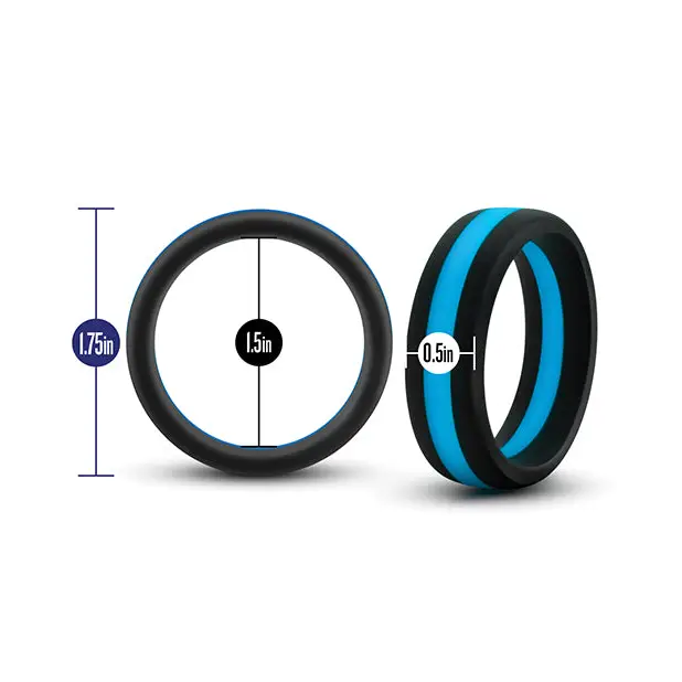 Blush Performance Silicone Go Pro Cock Ring - Black/Blue - Penis Enhancement