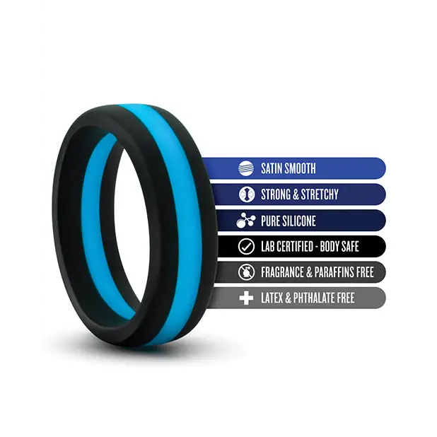 Blush Performance Silicone Go Pro Cock Ring - Black/Blue - Penis Enhancement