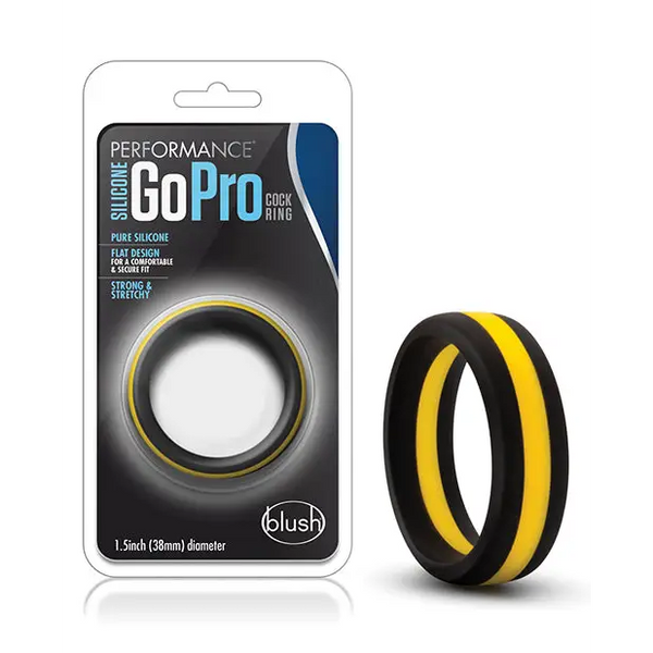 Blush Performance Silicone Go Pro Cock Ring - Black/Gold - Penis Enhancement