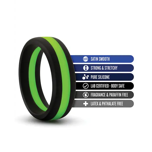 Blush Performance Silicone Go Pro Cock Ring - Black/Green - Penis Enhancement