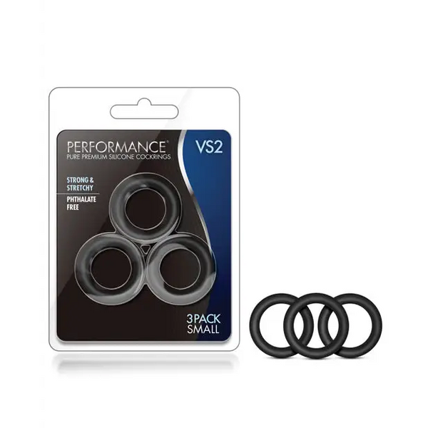 Blush Performance VS2 Pure Premium Silicone Cockrings Small - Black - Penis Enhancement