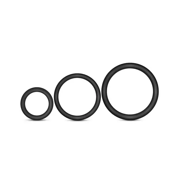 Blush Performance VS4 Pure Premium Silicone Cockring Set - Black - Penis Enhancement