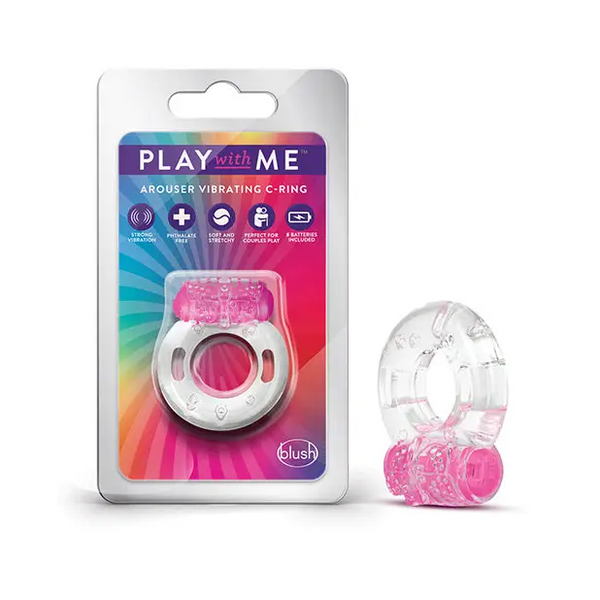 Blush Play with Me Arouser Vibrating C-Ring - Pink - Penis Enhancement