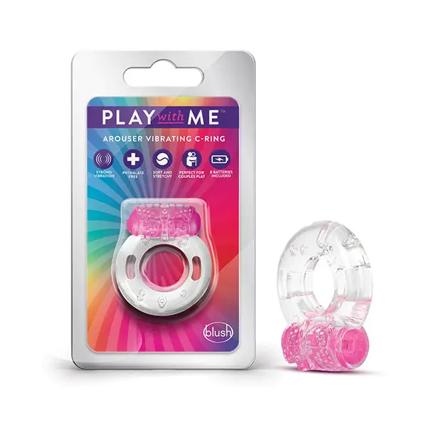 Blush Play with Me Arouser Vibrating C-Ring - Pink - Penis Enhancement