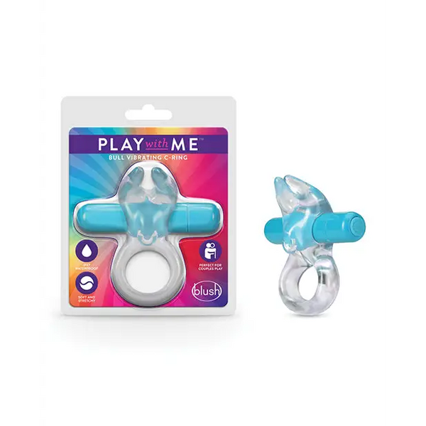 Blush Play With Me Bull Vibrating C Ring - Blue - Penis Enhancement
