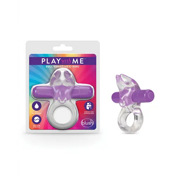 Blush Play with Me Bull Vibrating C Ring - Purple - Penis Enhancement