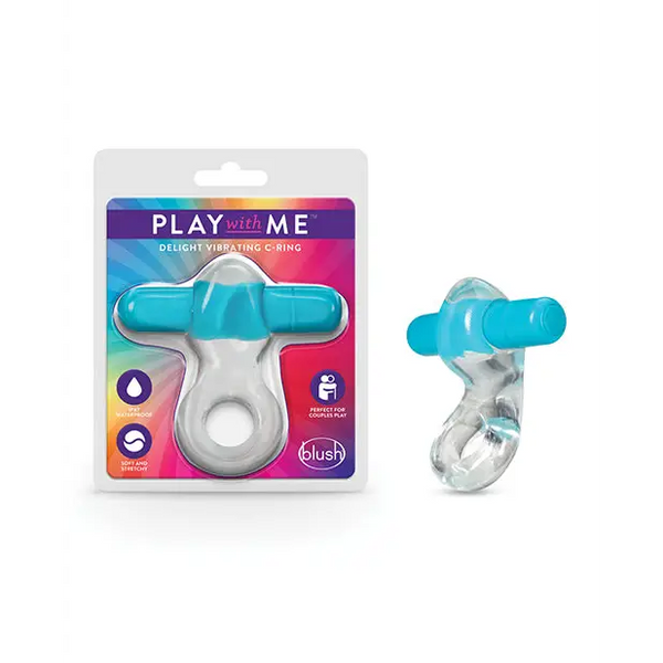 Blush Play with Me Delight Vibrating C Ring - Blue - Penis Enhancement