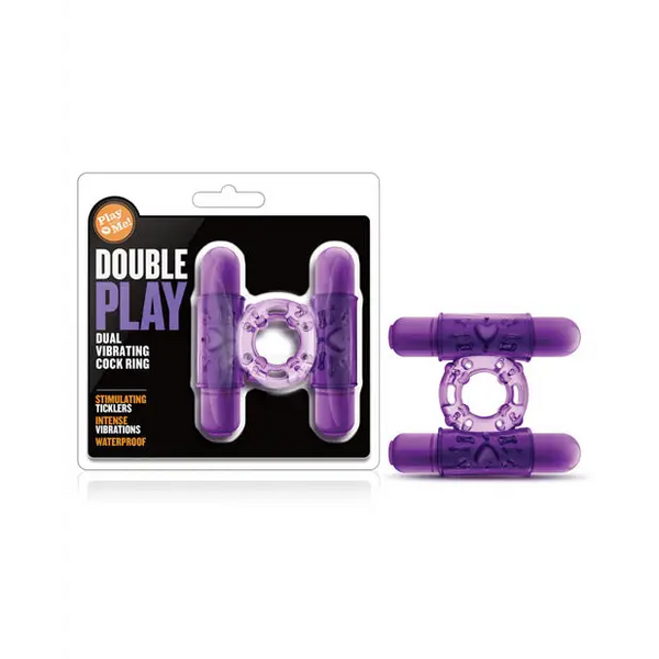 Blush Play With Me Double Play Dual Vibrating Cockring - Purple - Stimulators