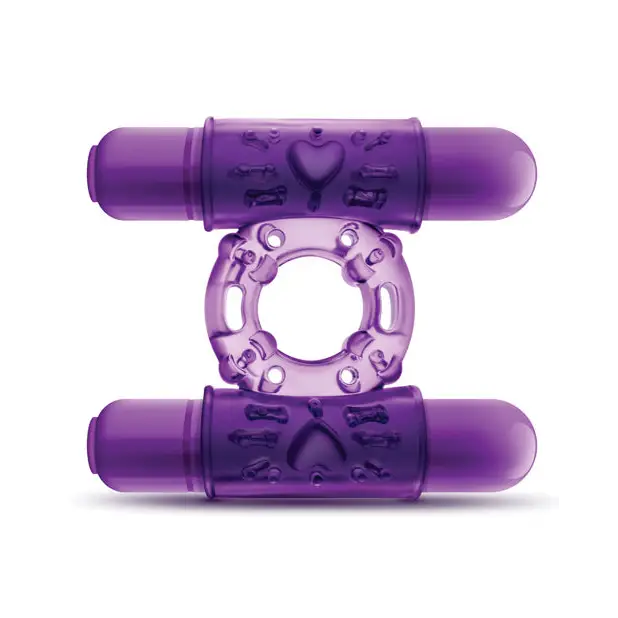 Blush Play With Me Double Play Dual Vibrating Cockring - Purple - Stimulators