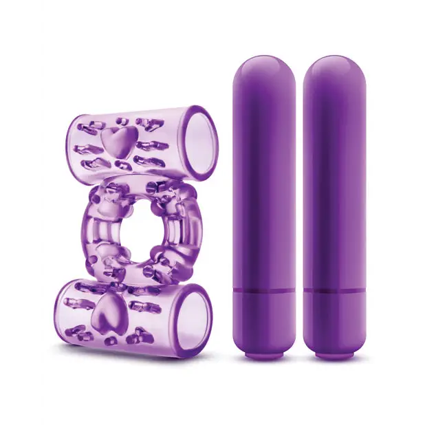 Blush Play With Me Double Play Dual Vibrating Cockring - Purple - Stimulators