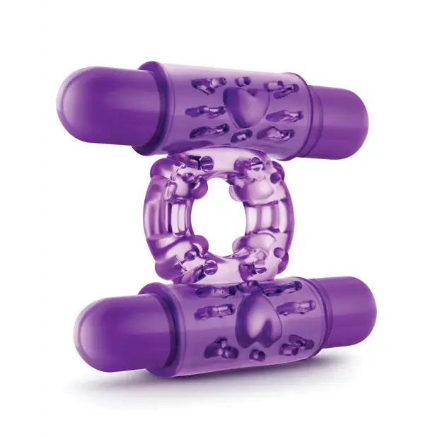 Blush Play With Me Double Play Dual Vibrating Cockring - Purple - Stimulators