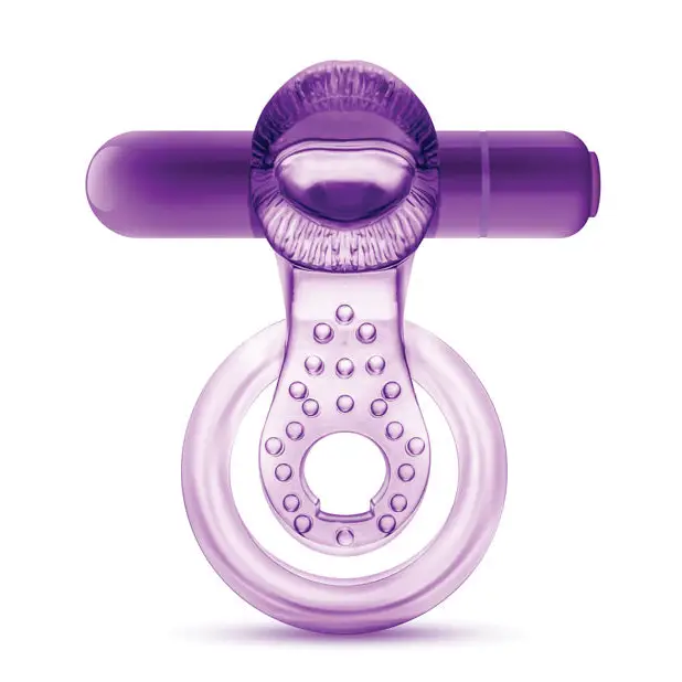 Blush Play with Me Lick it Vibrating Double Strap Cockring - Purple - Stimulators