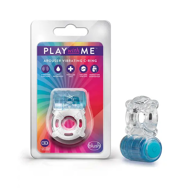 Blush Play with Me One Night Stand Vibrating C Ring - Blue - Penis Enhancement