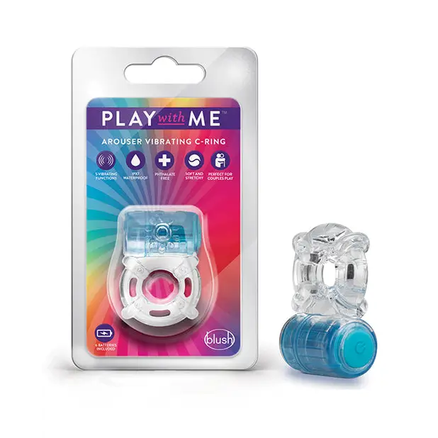 Blush Play with Me One Night Stand Vibrating C Ring - Blue - Penis Enhancement