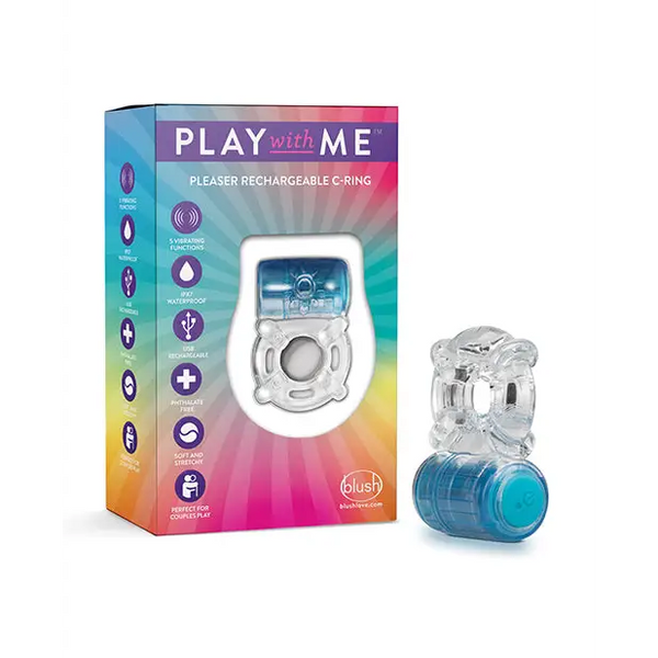 Blush Play with Me Pleaser Rechargeable C Ring - Blue - Penis Enhancement