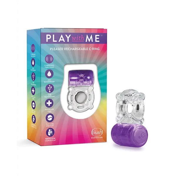 Blush Play with Me Pleaser Rechargeable C Ring - Purple - Penis Enhancement