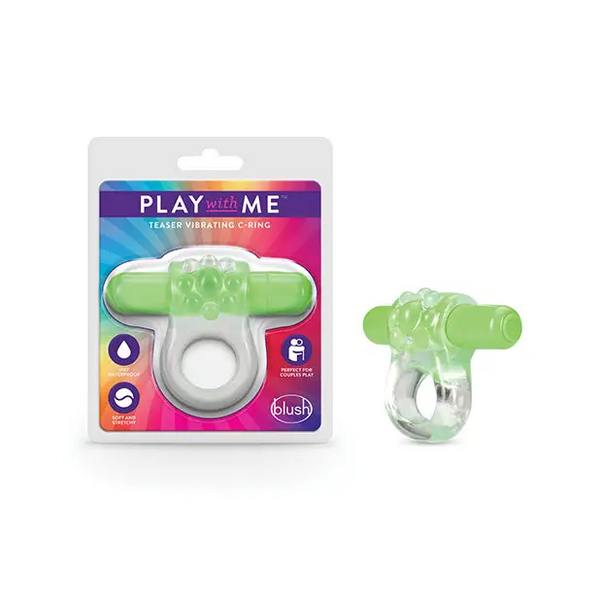Blush Play with Me Teaser Vibrating C Ring - Green - Penis Enhancement