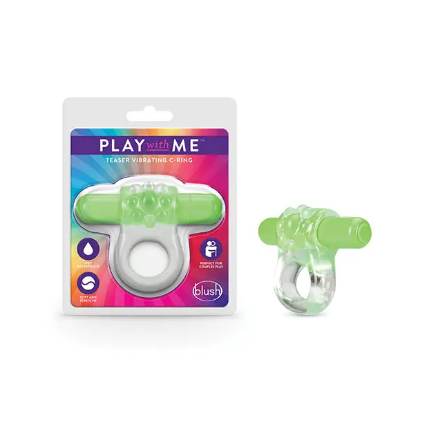 Blush Play with Me Teaser Vibrating C Ring - Green - Penis Enhancement