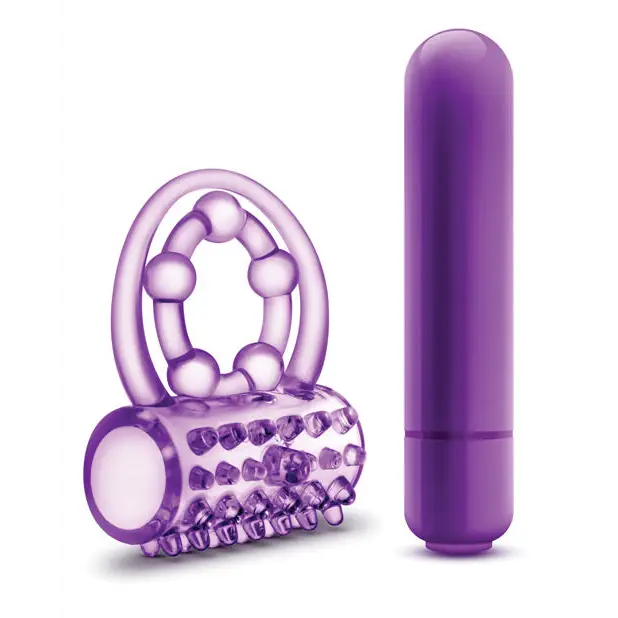 Blush Play With Me the Player Vibrating Double Strap Cockring - Purple - Stimulators