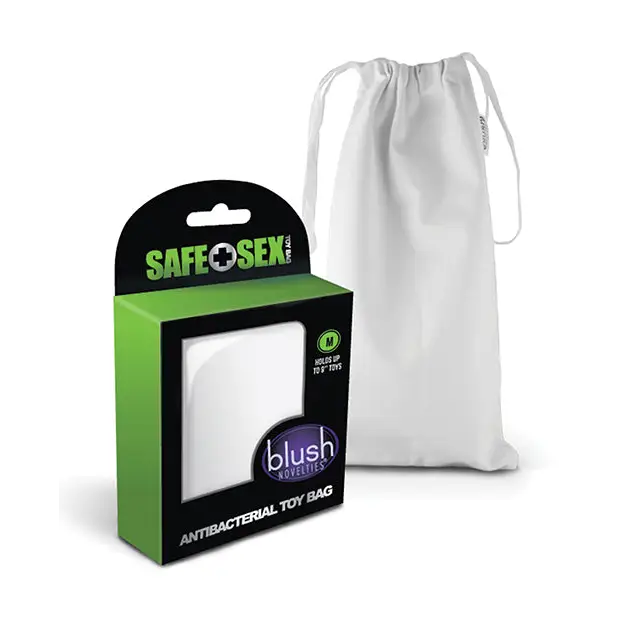 Blush Safe Sex Antibacterial Toy Bag Medium - White - Storage Cases & Bags