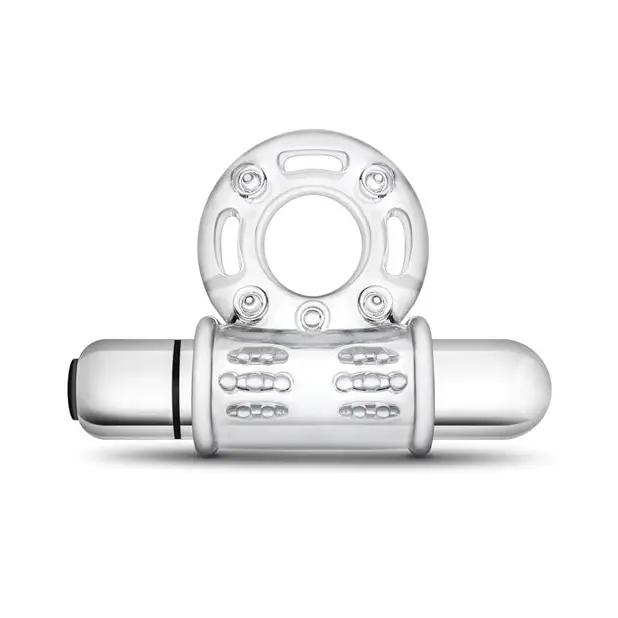 Blush Stay Hard 10 Function Vibrating Bull Ring Cock Ring - Clear - Stimulators