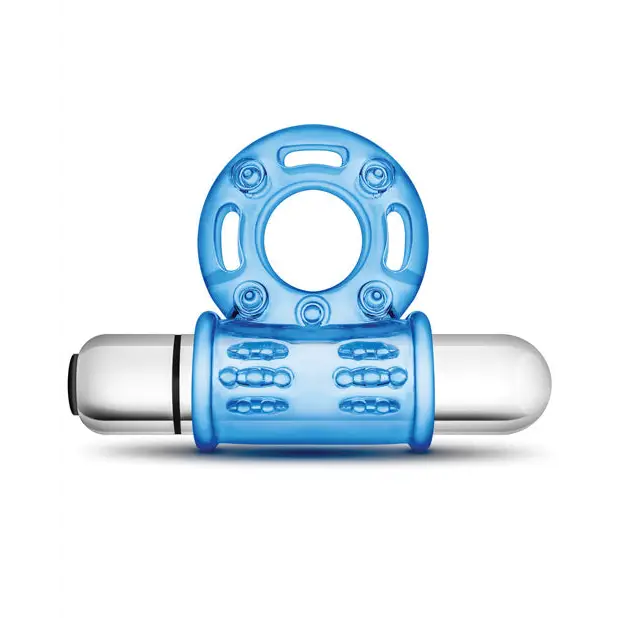 Blush Stay Hard Mega Vibrating Bull Ring - Blue - Stimulators