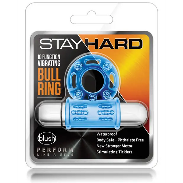 Blush Stay Hard Mega Vibrating Bull Ring - Blue - Stimulators