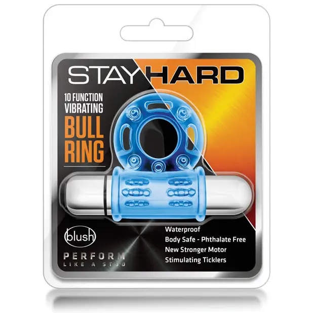 Blush Stay Hard Mega Vibrating Bull Ring - Blue - Stimulators