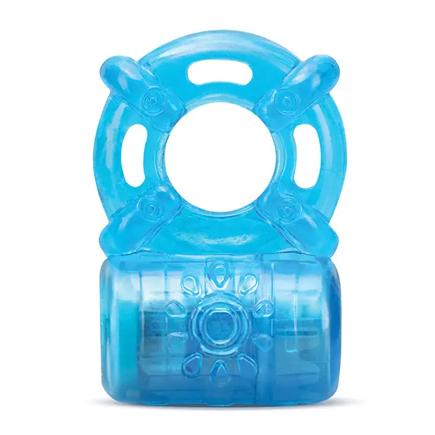 Blush Stay Hard Rechargeable 5 Function Cock Ring- Blue - Penis Enhancement