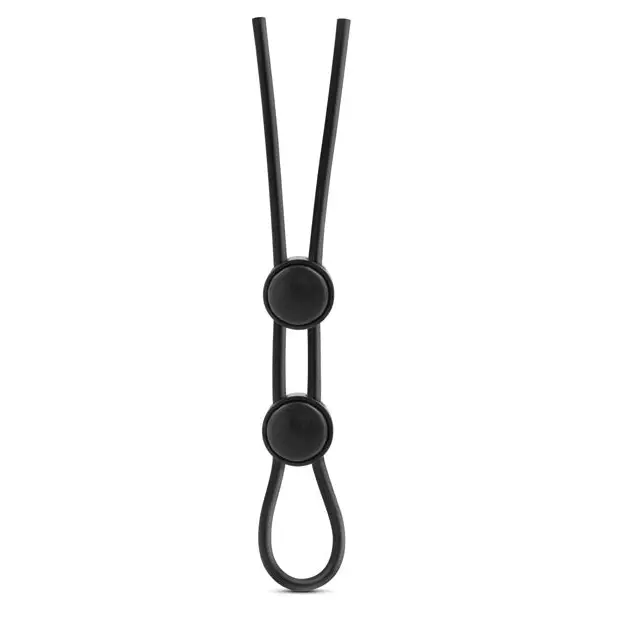 Blush Stay Hard Silicone Double Loop Cock Ring - Black - Penis Enhancement
