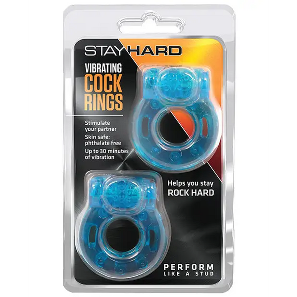 Blush Stay Hard Vibrating Cock Ring 2 Pack - Blue - Stimulators