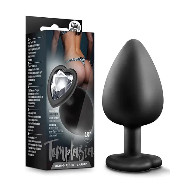 Blush Temptasia Bling Plug w/Gem Large - Black - Anal Products