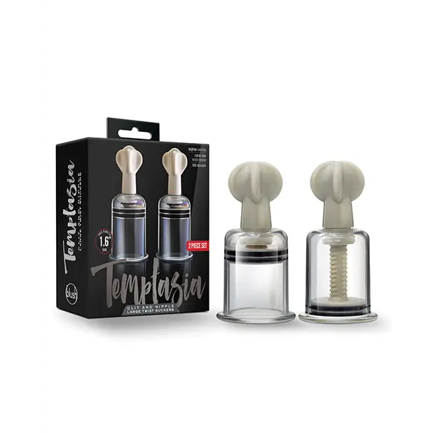 Blush Temptasia Clit & Nipple Large Twist Suckers - Clear Set of 2 - Stimulators