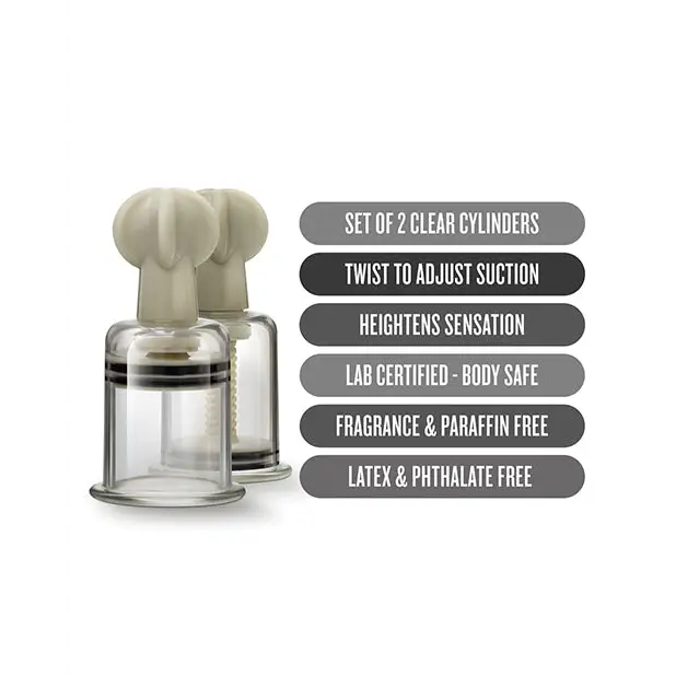 Blush Temptasia Clit & Nipple Large Twist Suckers - Clear Set of 2 - Stimulators