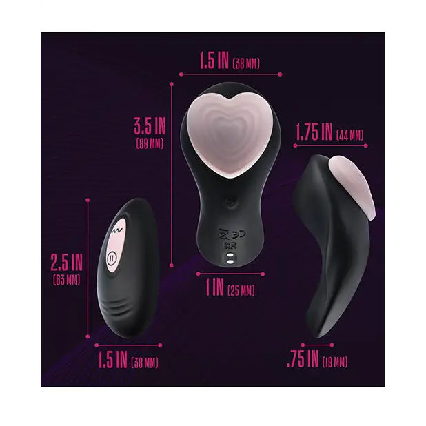 Blush Temptasia Heartbeat Panty Vibe w/Remote - Pink & black - Stimulators