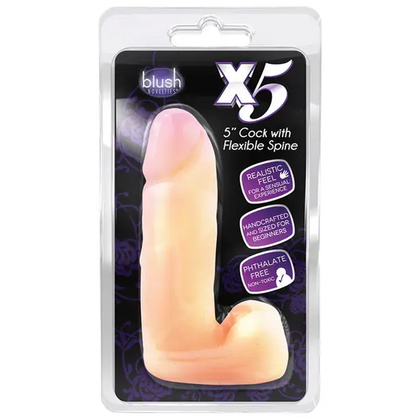 Blush X5 Plus 5’’ Cock w/Flexible Spine - Dongs & Dildos