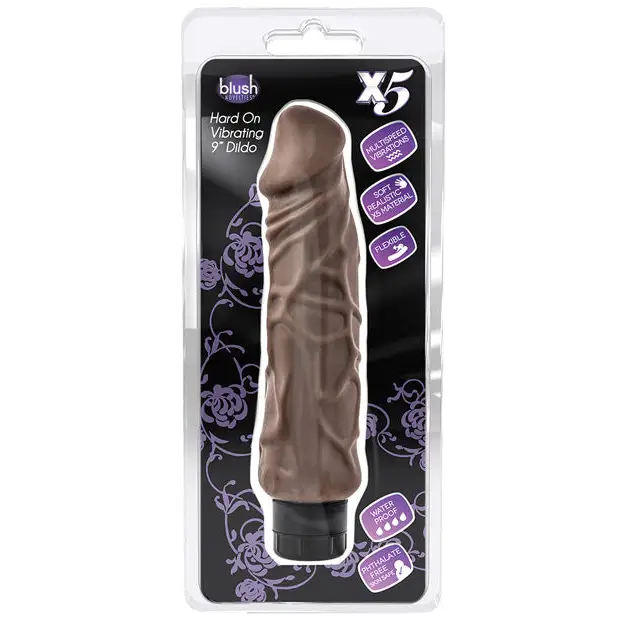 Blush X5 Plus Hard On Vibrating 9’’ Dildo - Brown - Vibrators