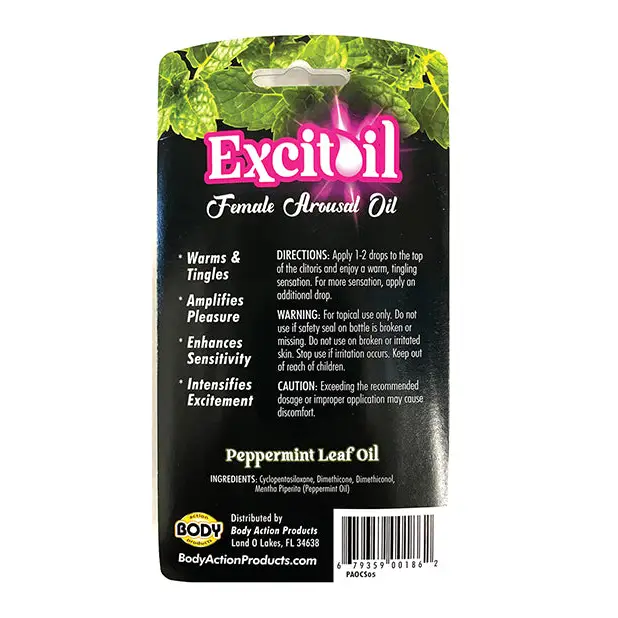 Body Action Excitoil Peppermint Arousal Oil -.5 oz Bottle Carded - Sexual Enhancers