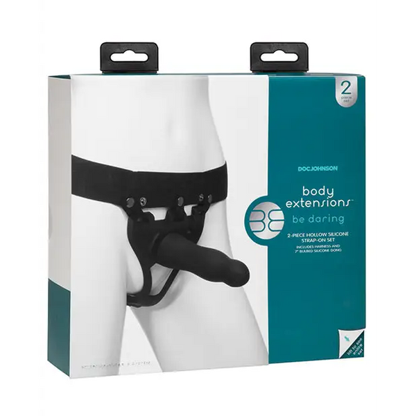 Body Extensions Be Daring 2 Piece Strap On Set - Black - Strap Ons