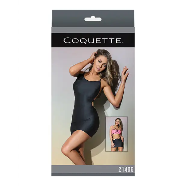 Bold Stretch Knit Fitted Reversible Dress & G-String Black O/S - Lingerie - Packaged