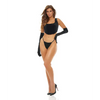 Bombshell Boudoir Cropped Zip Back Corset Black MD - Lingerie - Hanging