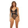 Bombshell Boudoir Lace & Mesh Peek A Boo Wire Teddy Black SM - Lingerie - Hanging