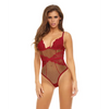 Bombshell Boudoir Lace & Mesh Peek A Boo Wire Teddy Red LG - Lingerie - Hanging
