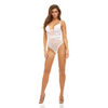 Bombshell Boudoir Lace & Mesh Peek A Boo Wire Teddy White LG - Lingerie - Hanging